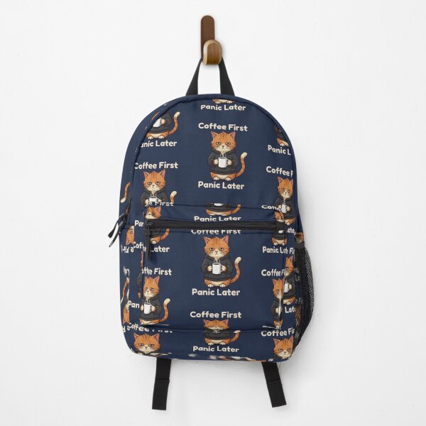 Item preview, Sleepy Cat Coffee First Panic Later Cute Relatable Design designed and sold by MoonVibe-studio.