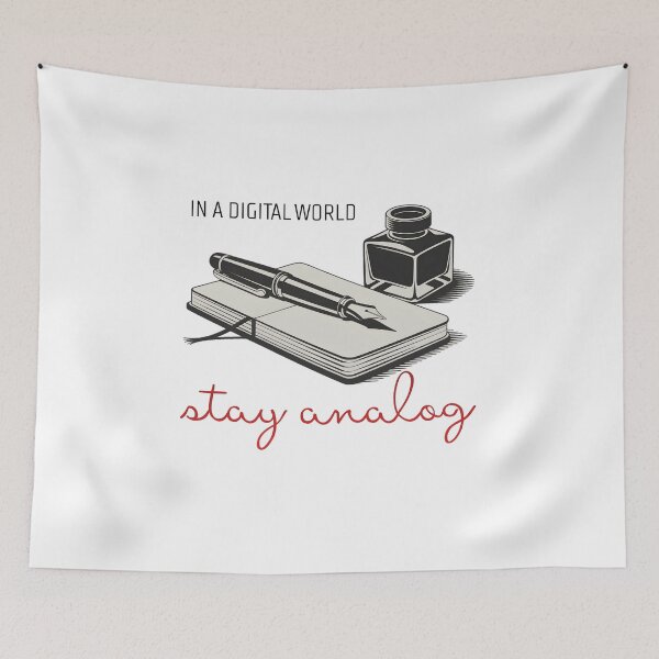 Item preview, Stay Analog – Fountain Pen & Notebook | In a Digital World Writing Design designed and sold by ArcticFoxStudio.
