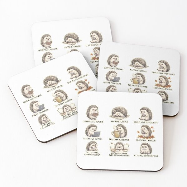 Item preview, Relatable Introvert Hedgehog: The Daily Struggle Sticker Pack designed and sold by M.O.K..