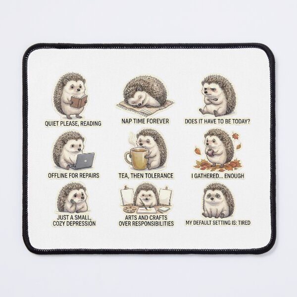 Item preview, Relatable Introvert Hedgehog: The Daily Struggle Sticker Pack designed and sold by M.O.K..