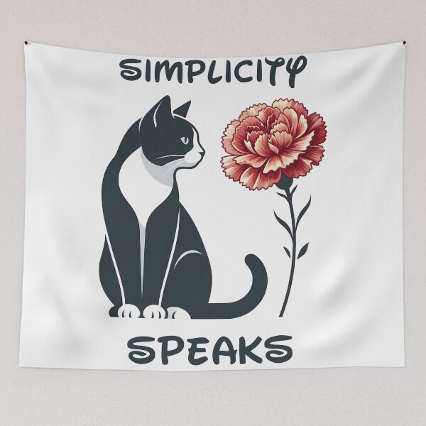 Item preview, Minimalist Elegance: Cat & Carnation designed and sold by The Grumpy Pet Club.