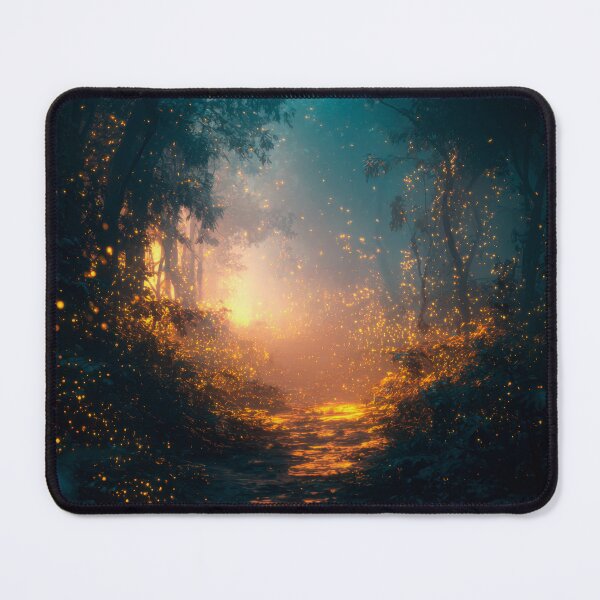 Item preview, Enchanted Firefly Forest Path, Magical Woodland Night, Glowing Lights Fantasy Landscape Art designed and sold by CosmicAnomaly.