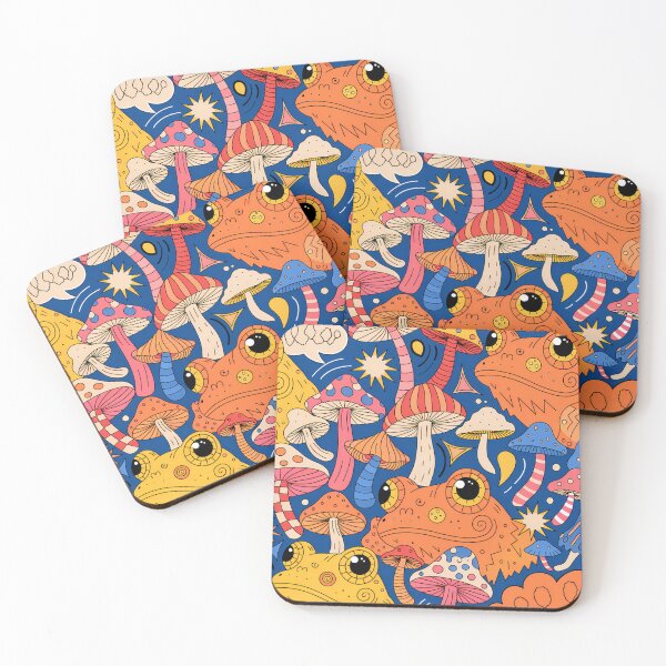Item preview, Whimsical Frog & Mushroom Pop Pattern designed and sold by aminz4.