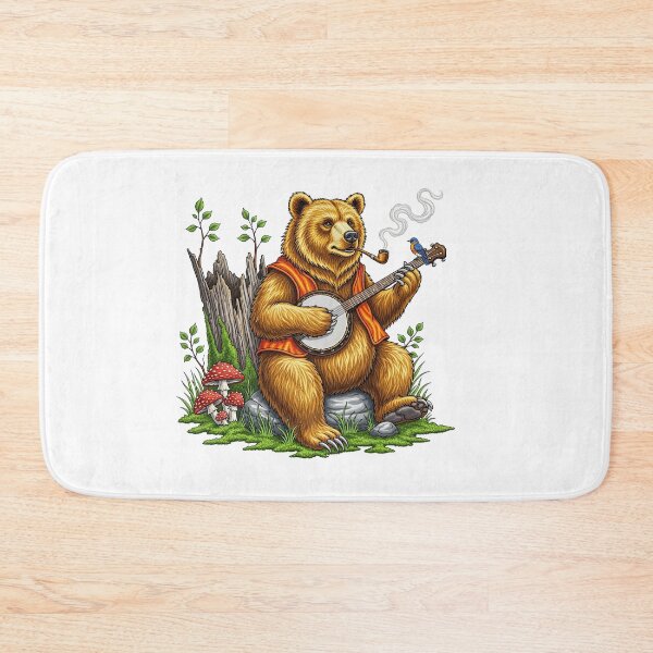 Item preview, Grizzly Bear Playing Banjo Folk Art  designed and sold by TeeARTHY.