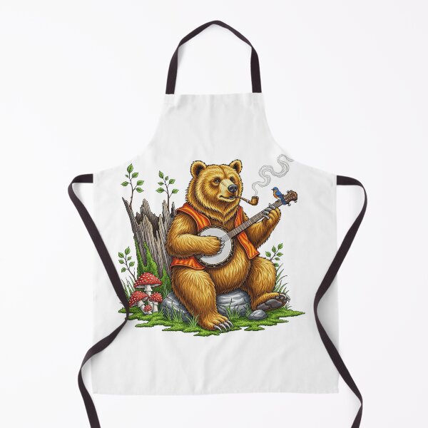Item preview, Grizzly Bear Playing Banjo Folk Art designed and sold by TeeARTHY.