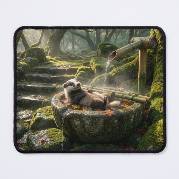 Item preview, Badger Bathes in Shishi Odoshi Fountain designed and sold by Tridentulus.