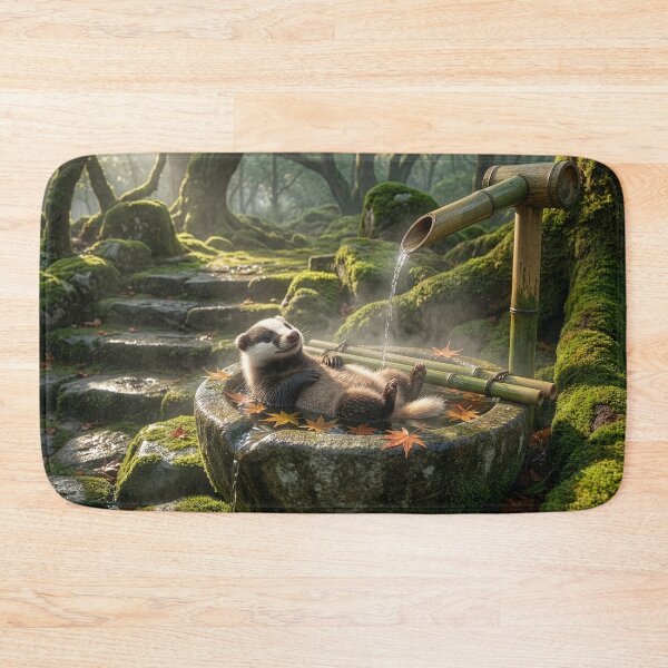Item preview, Badger Bathes in Shishi Odoshi Fountain designed and sold by Tridentulus.
