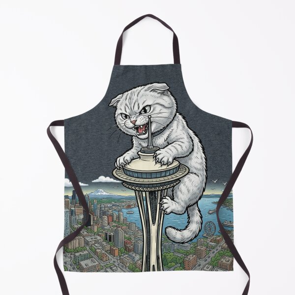Item preview, Kaiju Cat Destroying Seattle Space Needle– Funny Cat Sticker & T-Shirt designed and sold by The Cat-astrophic Corporation.