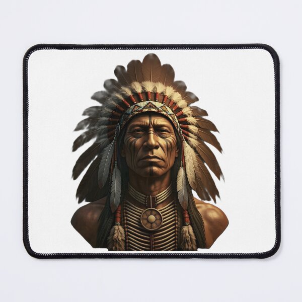 Item preview, Native American Chief Portrait with Feather Headdress designed and sold by VladisWorld.
