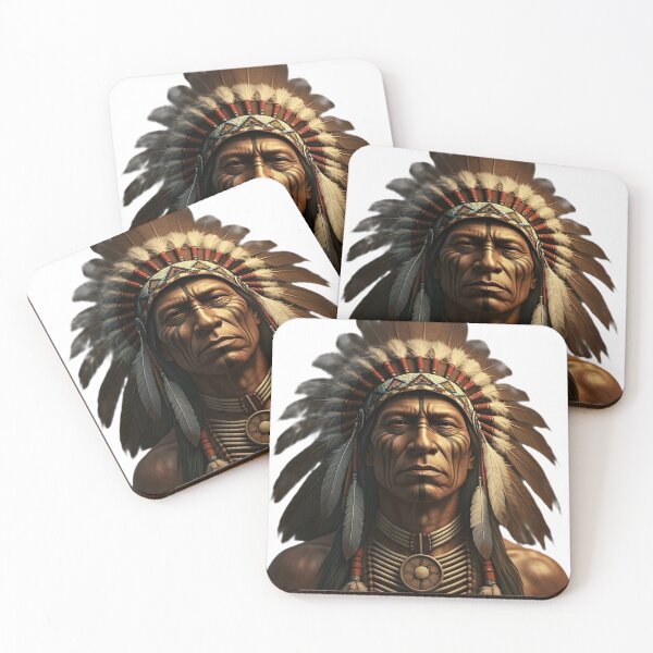 Item preview, Native American Chief Portrait with Feather Headdress designed and sold by VladisWorld.