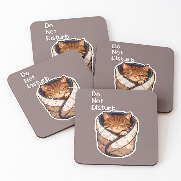 Item preview, Cute cat wrapped in a blanket with a do not disturb sign in a cozy setting designed and sold by SpaceartLilu.