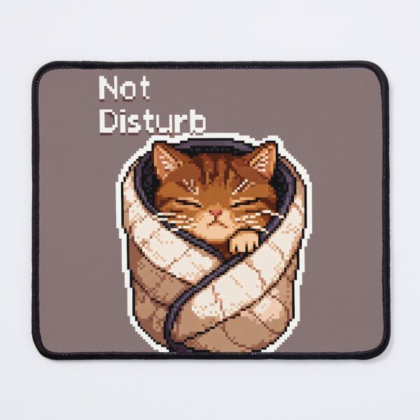 Item preview, Cute cat wrapped in a blanket with a do not disturb sign in a cozy setting designed and sold by SpaceartLilu.