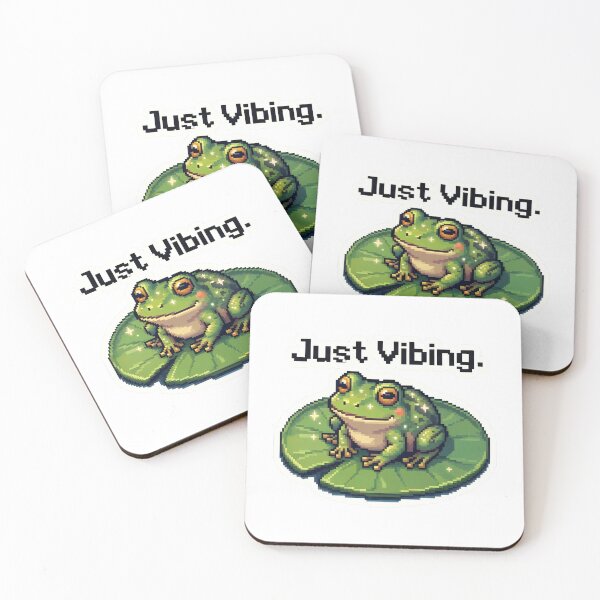Item preview, Frog sitting on a leaf with sparkling background demonstrates a cute design and text about enjoying life designed and sold by SpaceartLilu.