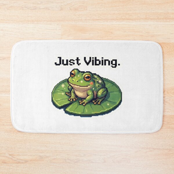 Item preview, Frog sitting on a leaf with sparkling background demonstrates a cute design and text about enjoying life designed and sold by SpaceartLilu.
