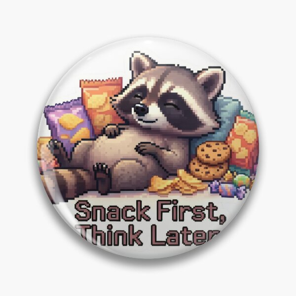 Item preview, Funny raccoon cartoon with snacks and candy reminds viewers to enjoy treats without worry designed and sold by SpaceartLilu.
