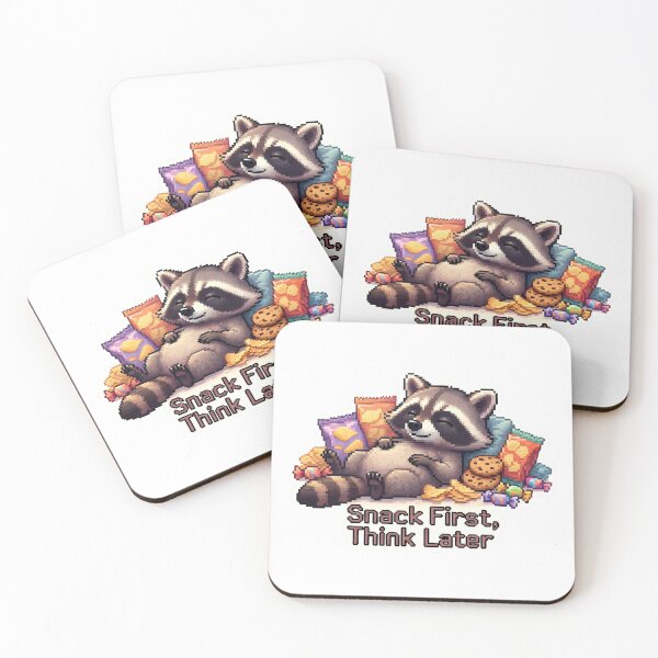Item preview, Funny raccoon cartoon with snacks and candy reminds viewers to enjoy treats without worry designed and sold by SpaceartLilu.