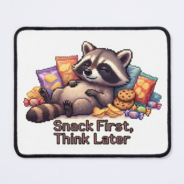 Item preview, Funny raccoon cartoon with snacks and candy reminds viewers to enjoy treats without worry designed and sold by SpaceartLilu.
