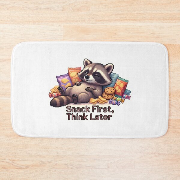 Item preview, Funny raccoon cartoon with snacks and candy reminds viewers to enjoy treats without worry designed and sold by SpaceartLilu.