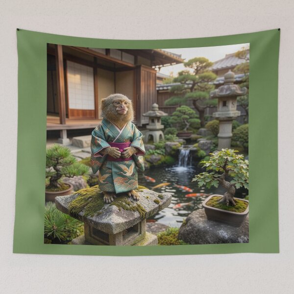 Item preview, Pygmy Marmoset Quietly Enjoys Japanese Garden designed and sold by Tridentulus.
