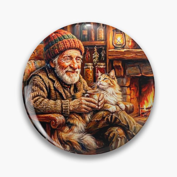 Item preview, The Happy Hermit With His Cat designed and sold by Natalie Holland.