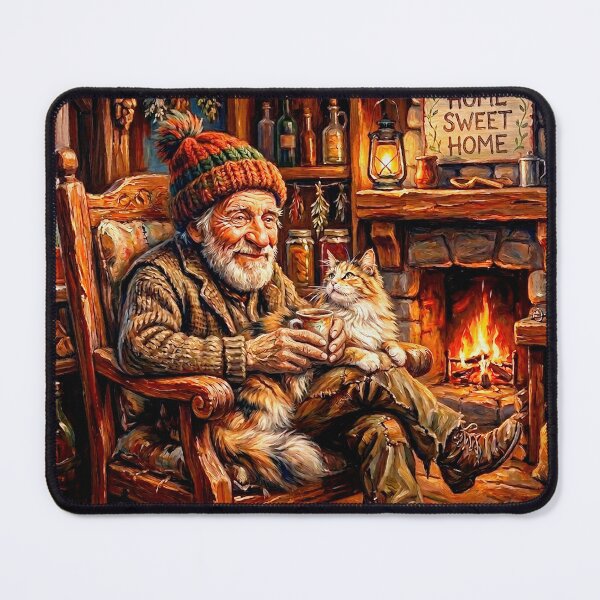 Item preview, The Happy Hermit With His Cat designed and sold by Natalie Holland.