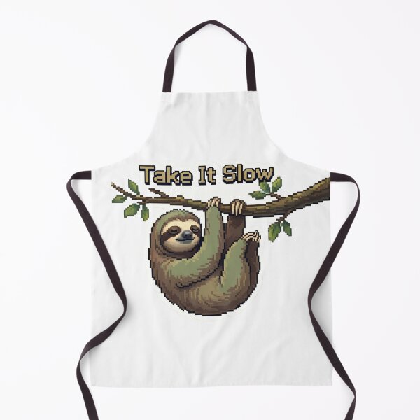 Item preview, Cute sloth hangs from a tree branch while a message suggests to take it slow in a colorful digital artwork designed and sold by SpaceartLilu.