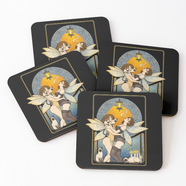 Item preview, Art Nouveau Fairies  Vintage lesbians with Cats  designed and sold by TeeARTHY.