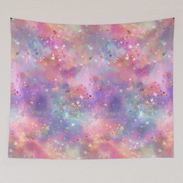 Item preview, Dreamy Star Galaxy Pattern, Pastel Watercolor Stars and Gold Faux Glitter Pattern designed and sold by Nyx Creates.