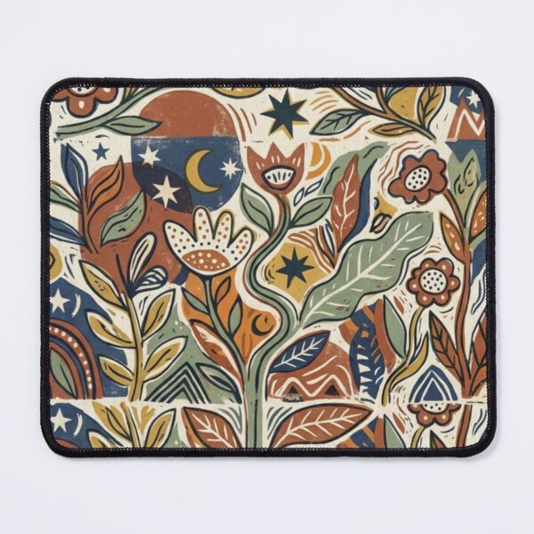 Item preview, Mystical Botanical Fusion - Handprinted Linocut Style designed and sold by Sanatsalstile.