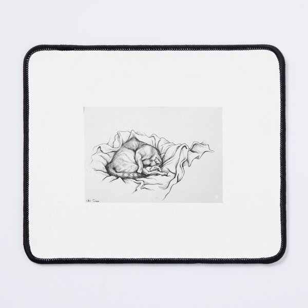 Item preview, Detailed Pencil Drawing of Grooming Cat on Blanket designed and sold by Robvinc.
