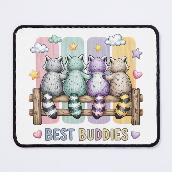 Item preview, Best Buddies Raccoons – Cute Pastel Friendship Illustration designed and sold by Snifferius.