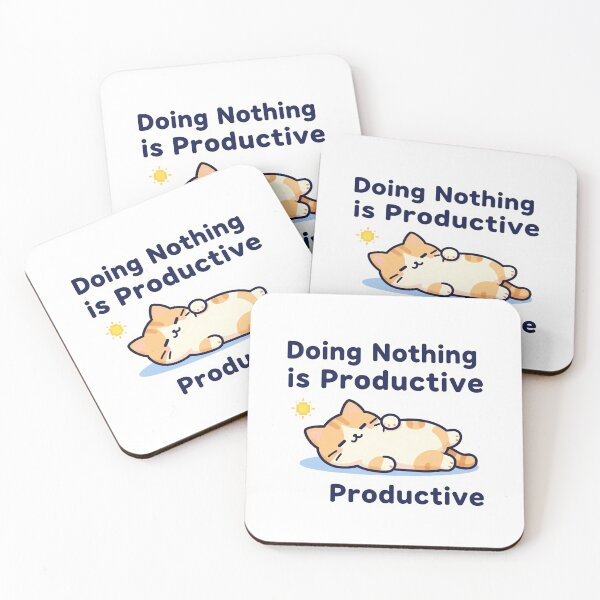 Item preview, Cat relaxing and resting with the text about doing nothing being productive designed and sold by SpaceartLilu.
