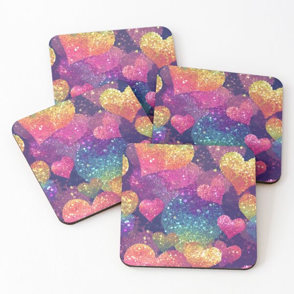 Item preview, Colorful Rainbow  Faux Glitter Hearts Sparkle Sequin Pattern designed and sold by Nyx Creates.