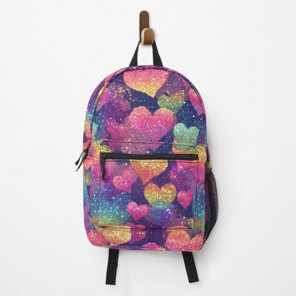 Item preview, Colorful Rainbow Faux Glitter Hearts Sparkle Sequin Pattern designed and sold by Nyx Creates.