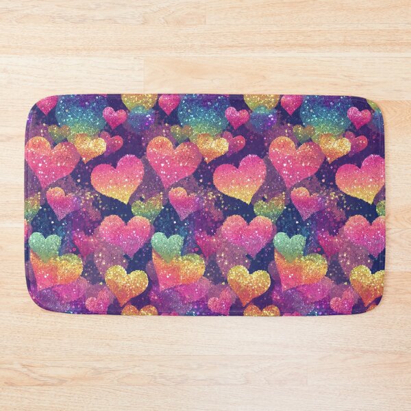Item preview, Colorful Rainbow  Faux Glitter Hearts Sparkle Sequin Pattern designed and sold by Nyx Creates.