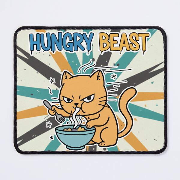 Item preview, Hungry Beast Ginger Cat Eating Cartoon designed and sold by Taridesign.