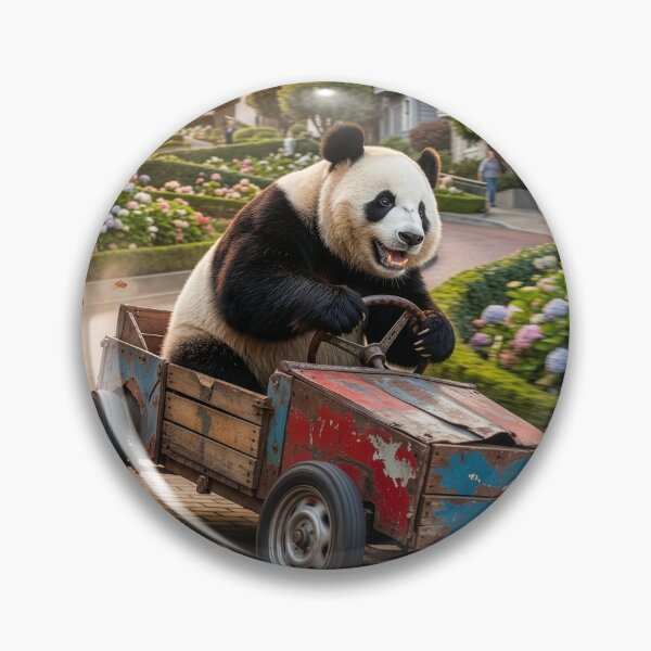 Item preview, Panda Bear Drives Soapbox Car Down Lombard Street designed and sold by Tridentulus.