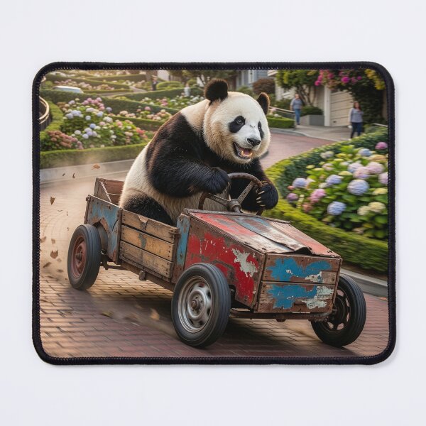 Item preview, Panda Bear Drives Soapbox Car Down Lombard Street designed and sold by Tridentulus.
