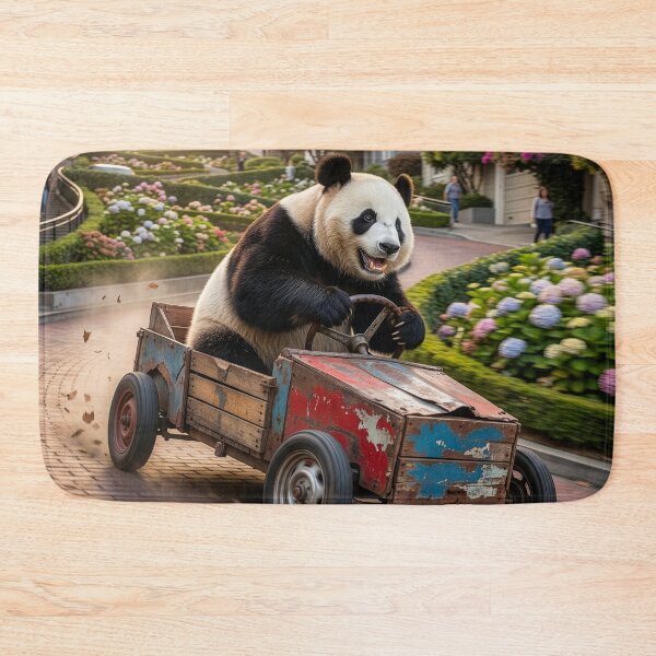 Item preview, Panda Bear Drives Soapbox Car Down Lombard Street designed and sold by Tridentulus.
