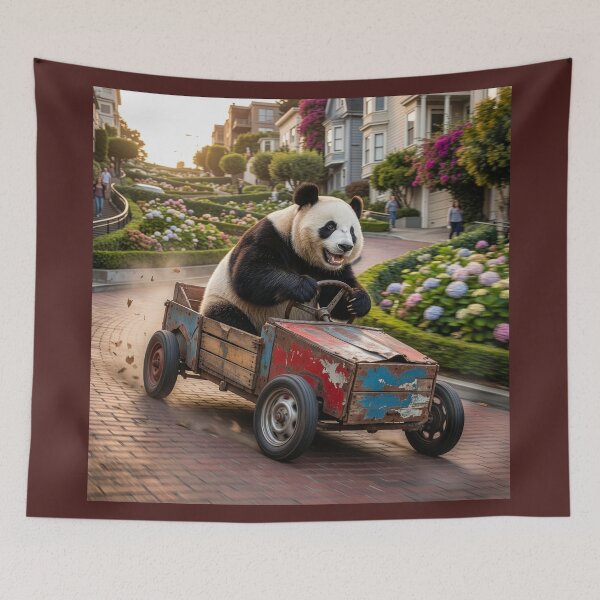 Item preview, Panda Bear Drives Soapbox Car Down Lombard Street designed and sold by Tridentulus.