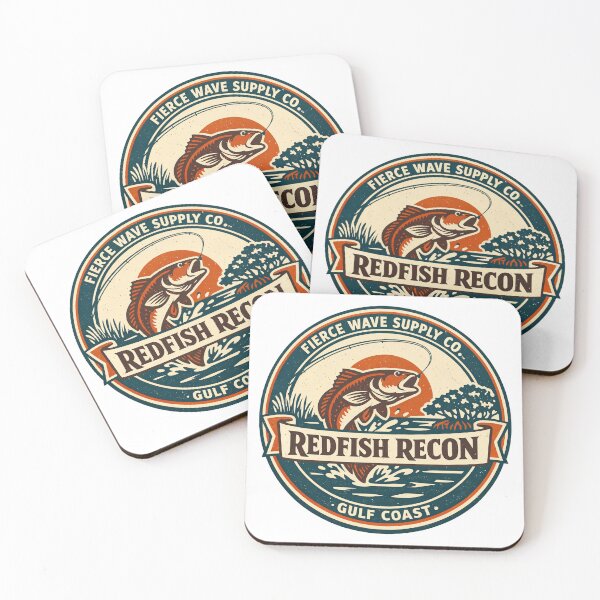 Item preview, Redfish Recon Gulf Coast Fishing Badge – Vintage Inshore Fishing Shirt, Redfish Sticker, Saltwater Angler Gift designed and sold by Fierce Wave Supply Co..