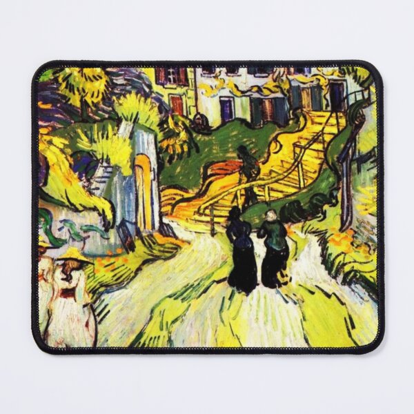 Item preview, Stairway at Auvert 1890 - Post Impressionist Style Colorful Village Landscape Design for Art Lovers SEO Tags: designed and sold by RickE.