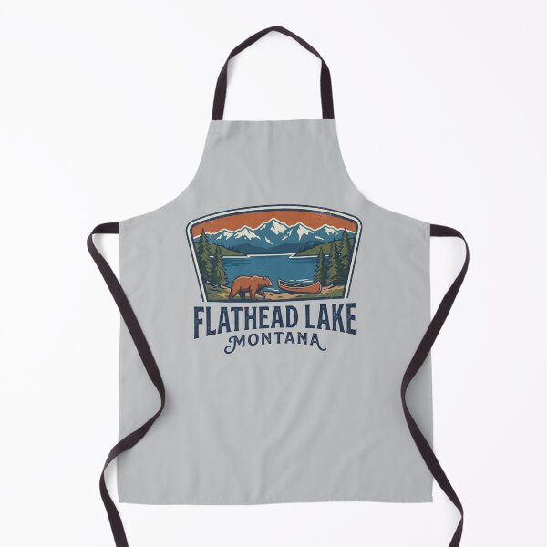 Item preview, Flathead Lake Montana Vintage Bear Canoe Mountain Lake Retro National Park Style designed and sold by Milasneeze.