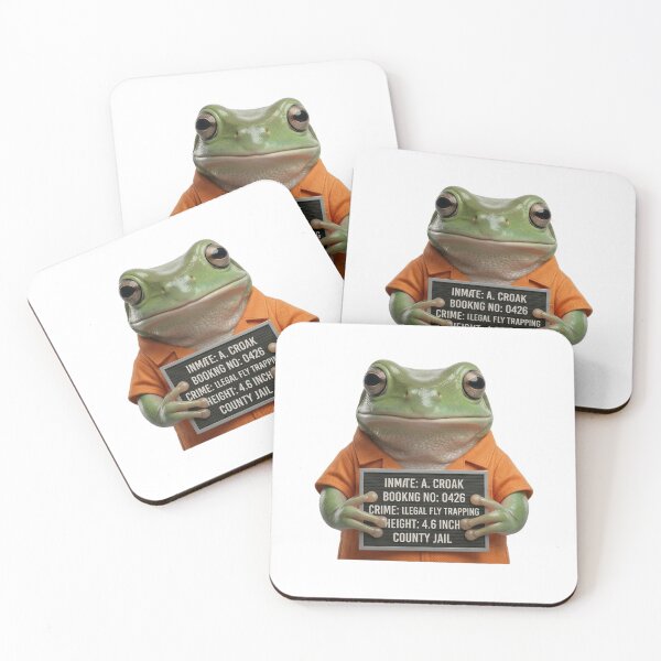 Item preview, Frog Mugshot - Illegal Fly Trapping True Crime Pun designed and sold by Arts Paradise.