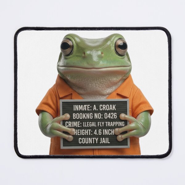Item preview, Frog Mugshot - Illegal Fly Trapping True Crime Pun designed and sold by Arts Paradise.