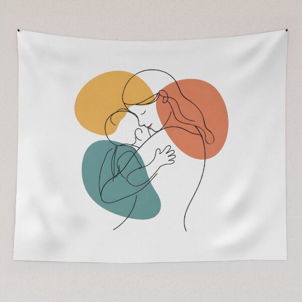 Item preview, The Warmth of a Mother's Embrace: Minimalist Line Art designed and sold by RoseVathRam.