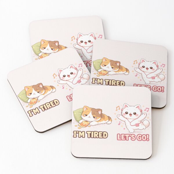Item preview, Mochi & Lumi – I’m Tired vs Let’s Go Cats designed and sold by Mochi Studio.