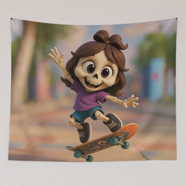 Aperçu de l'œuvre Fille squelette skateuse créée et vendue par Sillytoe.
