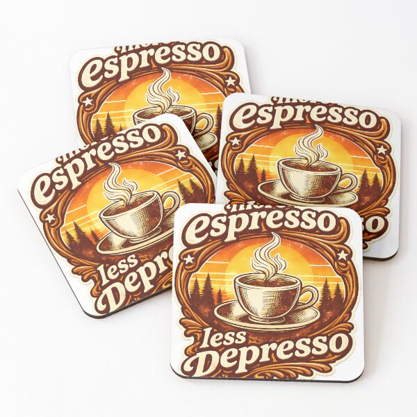 Item preview, More Espresso Less Depresso Shirt | Funny Coffee Lover Tee | Retro Vintage Coffee Sunset | Barista Humor Graphic designed and sold by JadmeStudio.