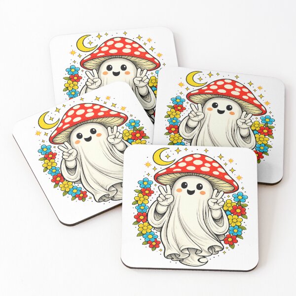 Item preview, Cute Ghost Mushroom Shirt | Kawaii Halloween Aesthetic | Retro Cottagecore Floral Ghost | Peace Sign Spooky Cute Tee designed and sold by JadmeStudio.